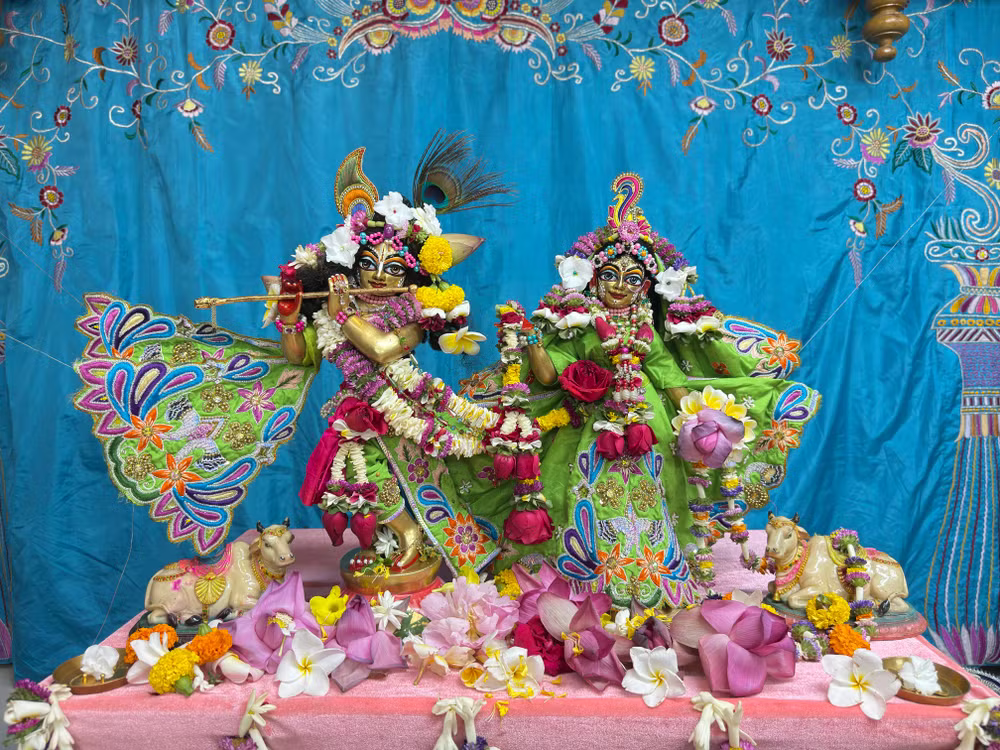 Radha Krishna during Bhagwat Katha